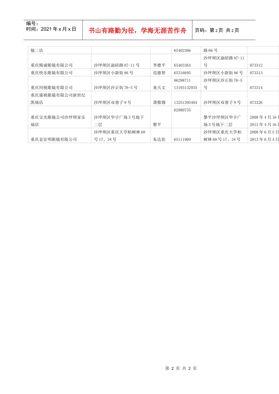 重庆仁邦伟博眼镜有限公司汉渝路经营部_第2页
