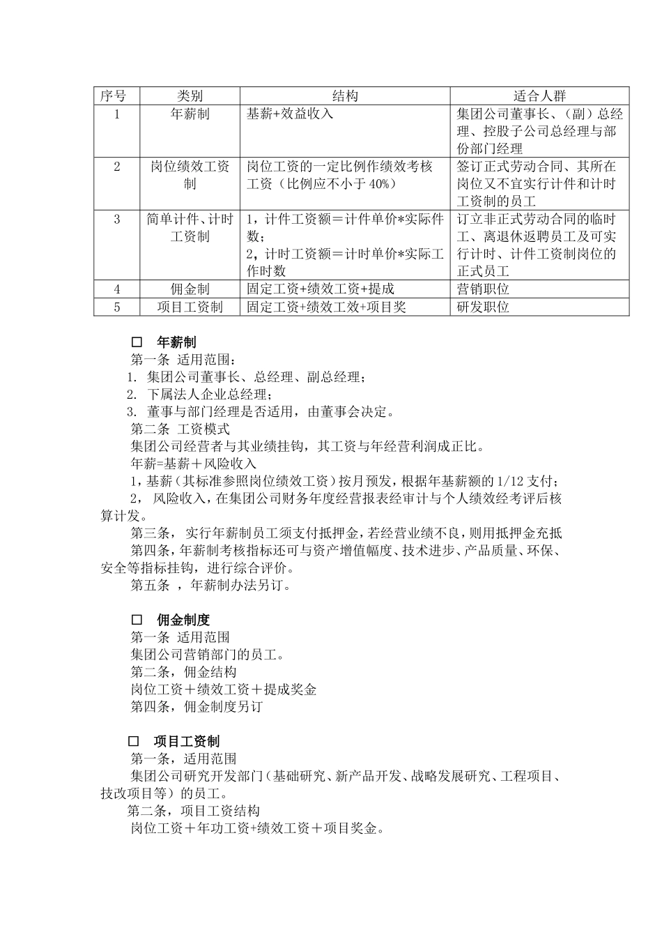 重庆某某公司薪酬管理制度_第2页