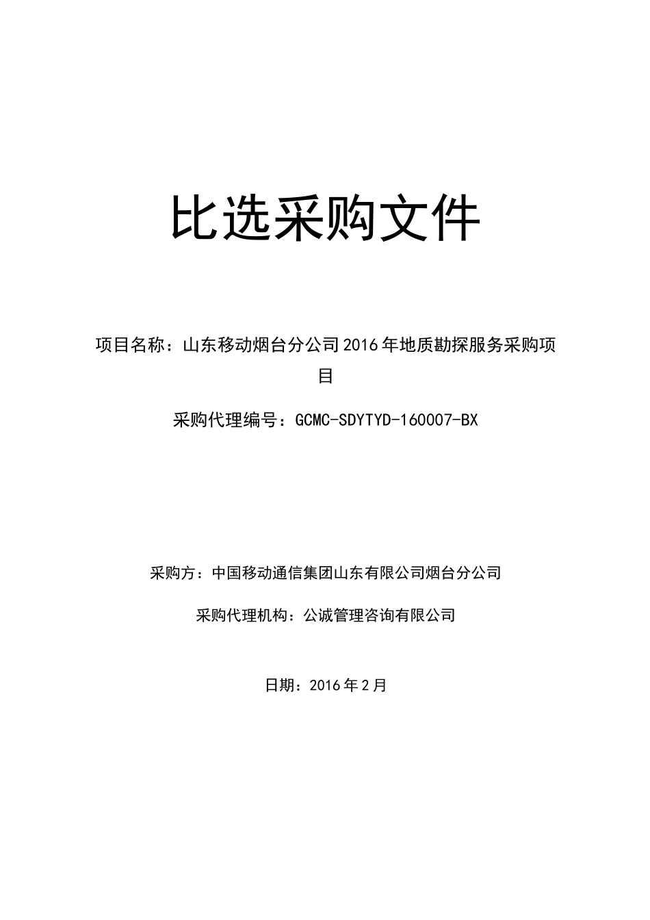 地质勘探服务采购项目比选采购文件_第1页