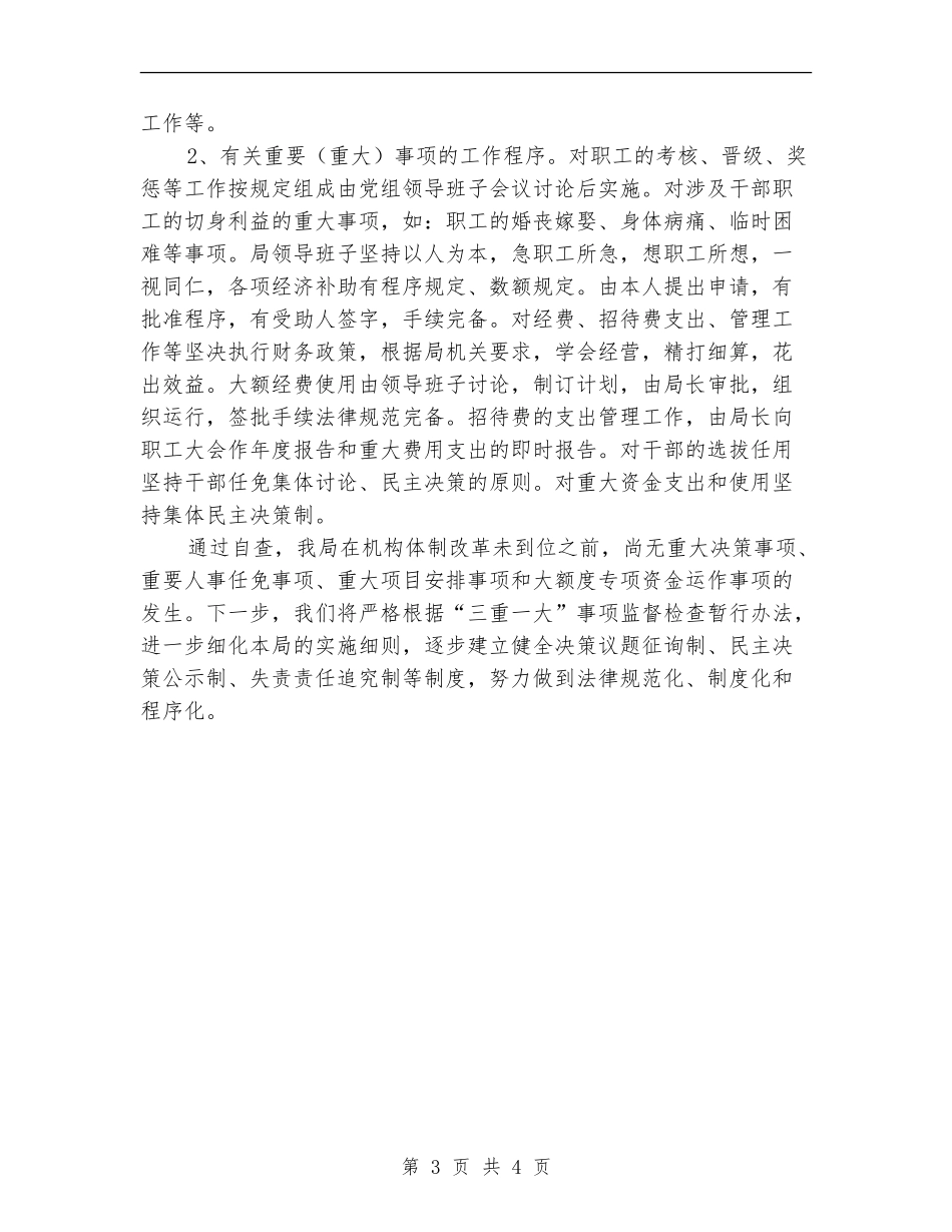 食药监落实三重一大事项自查整改汇报_第3页