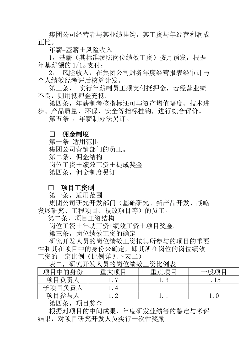 重庆四维瓷业（集团）股份有限公司薪酬管理制度（试行）(doc 15)_第3页