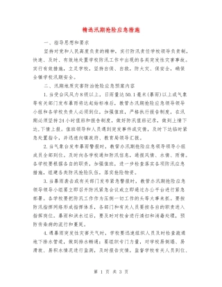汛期抢险应急措施