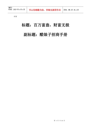 醋娘子招商手册文案