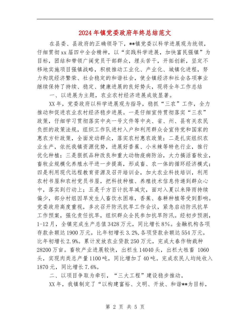 2024年镇党委政府年终总结范文_第2页