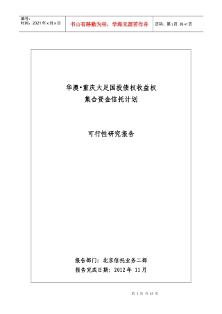 重庆大足国投信托项目可行性研究报告