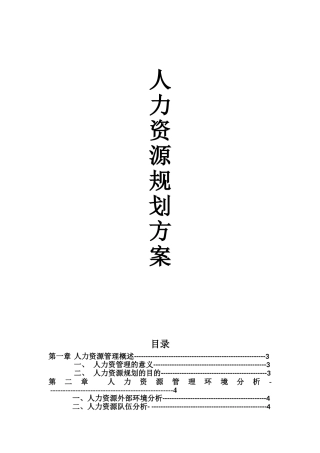 某某家居纺织公司人力资源规划方案