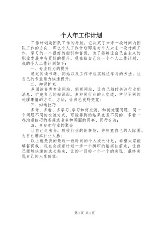 个人年工作计划