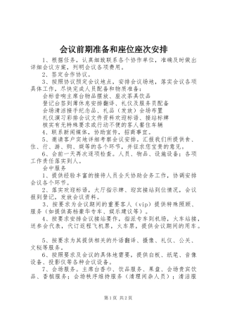 会议前期准备和座位座次安排