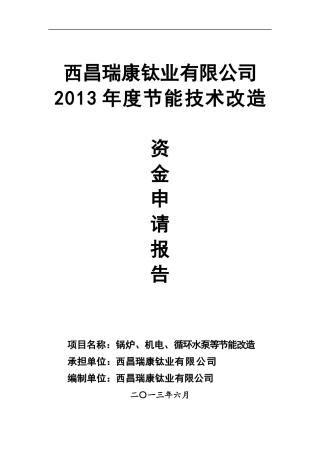钛业有限公司节能项目资金申请报告