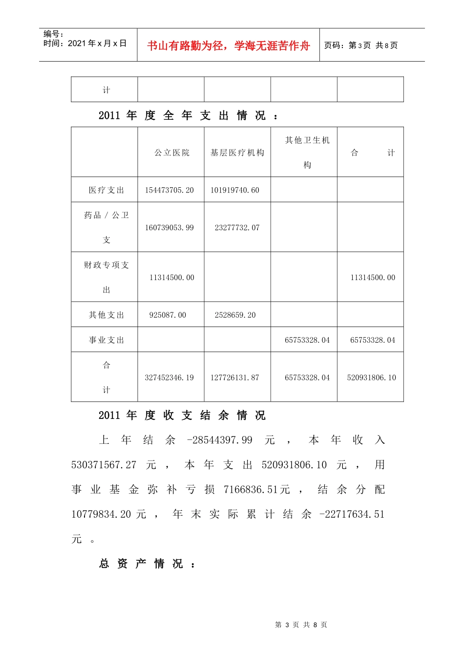 邓州市卫生系统XXXX年度财务决算分析报告_第3页