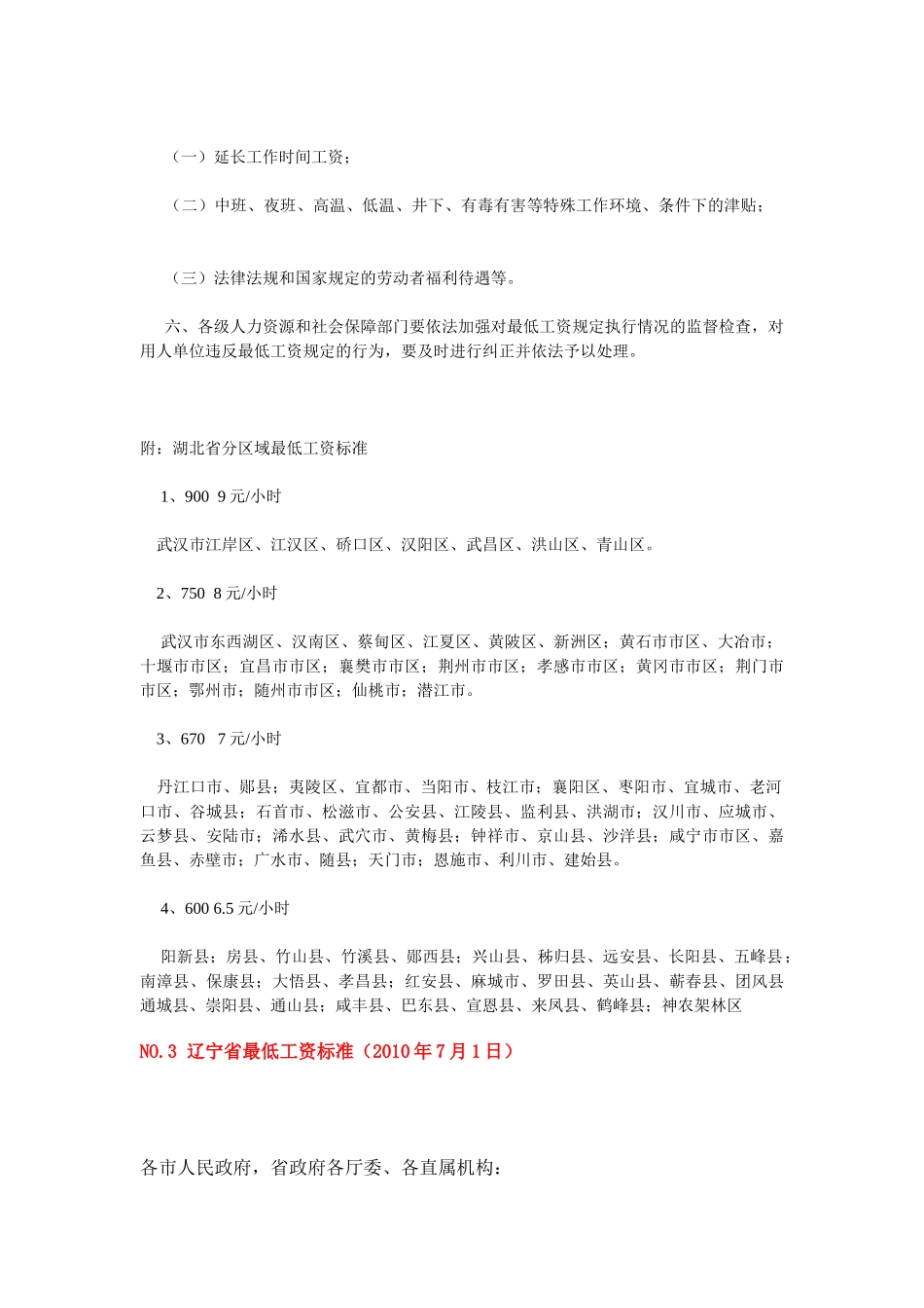 某某年各地最低工资标准_第2页