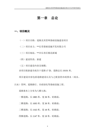 道路及其管网基础设施建设项目可行性研究报告