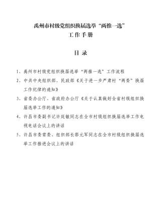 某市村级党组织换届选举两推一选工作手册