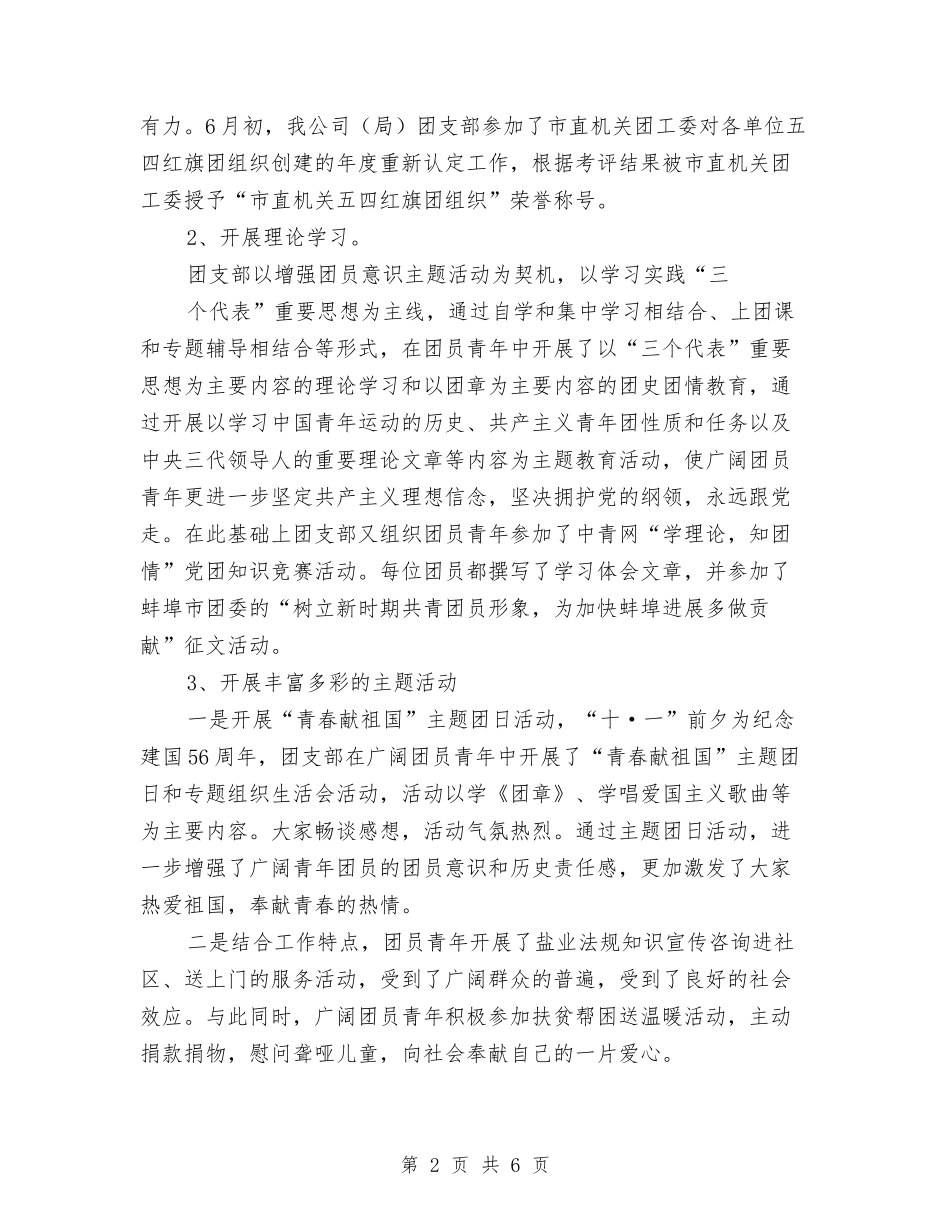 2024年度盐业局团支部书记工作总结报告与2024年度社会工作者工作计划汇编_第2页