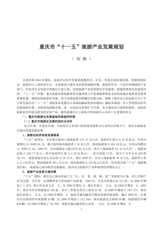 重庆市十一五发展规划