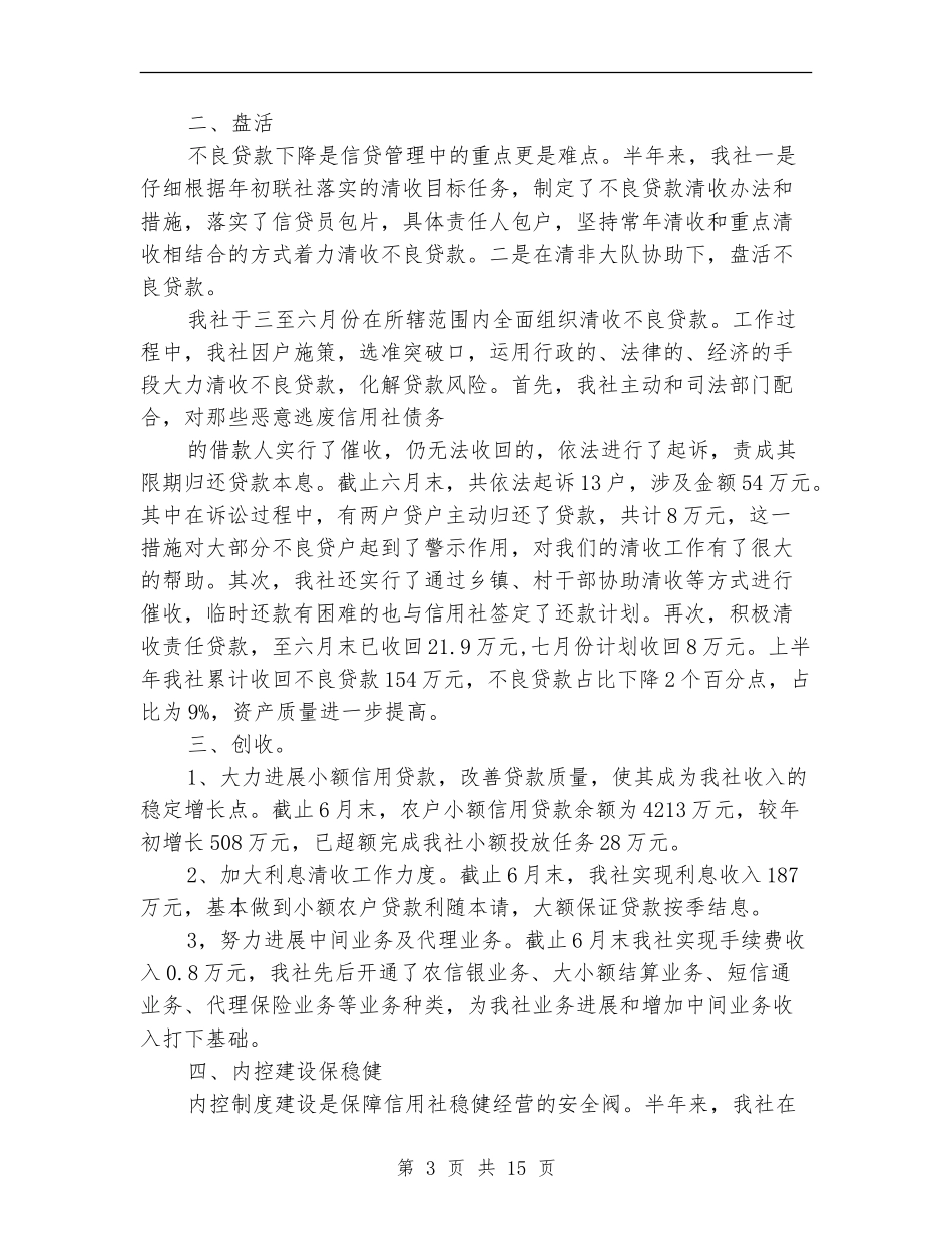 信用社上半年工作总结3篇_第3页