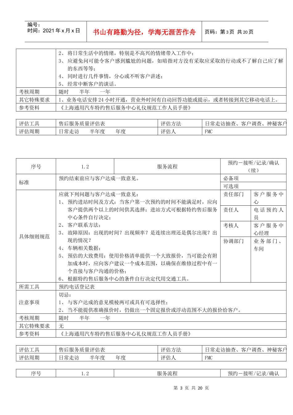通用系列某汽车售后服务流程管理_第3页
