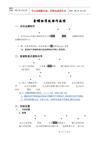 金蝶KIS标准版操作流程