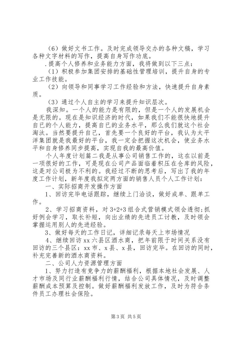 个人年度计划表格模板_第3页