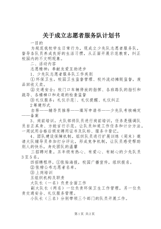 关于成立志愿者服务队计划书