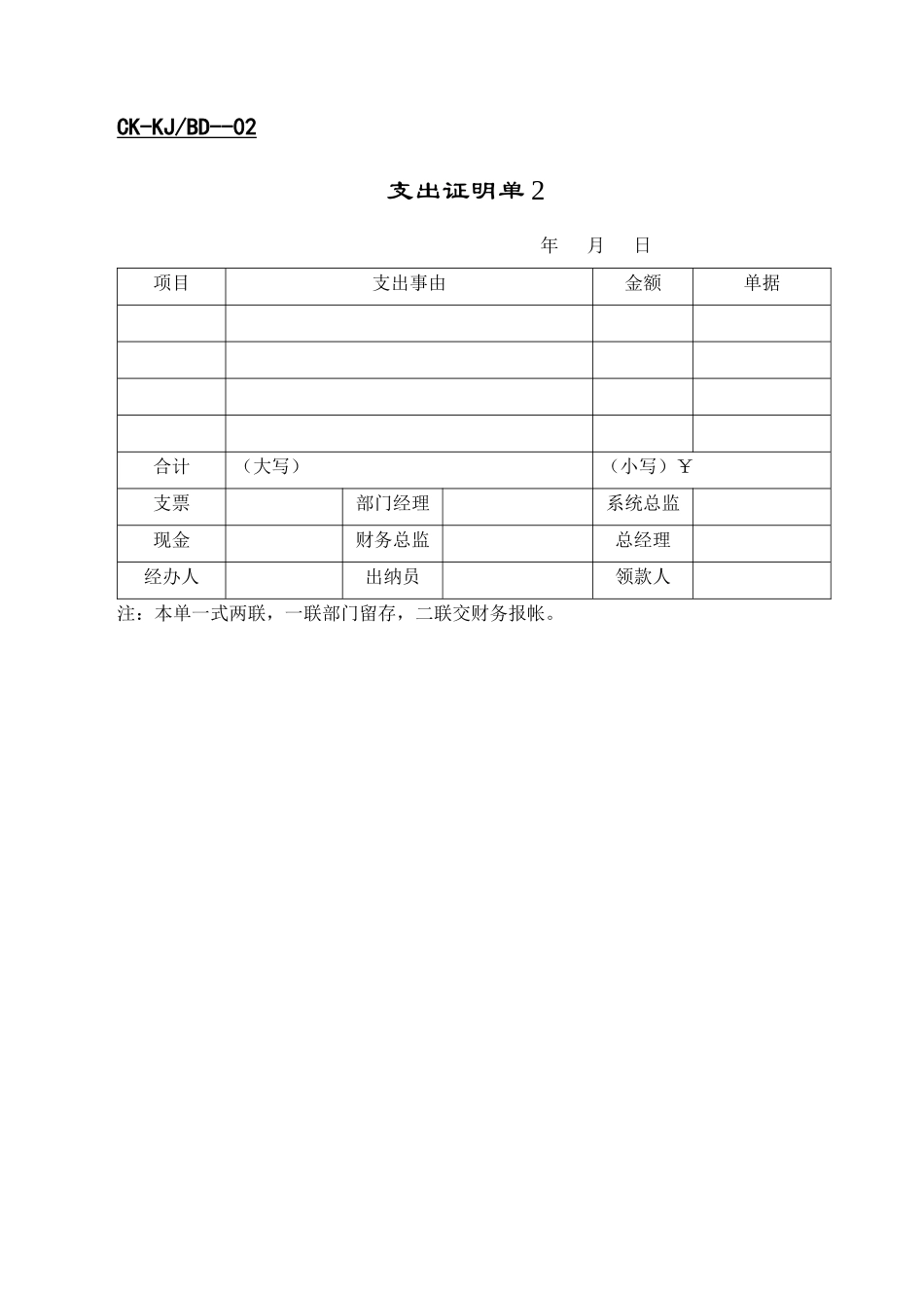 支出证明单、借款单、人员编组表_第2页