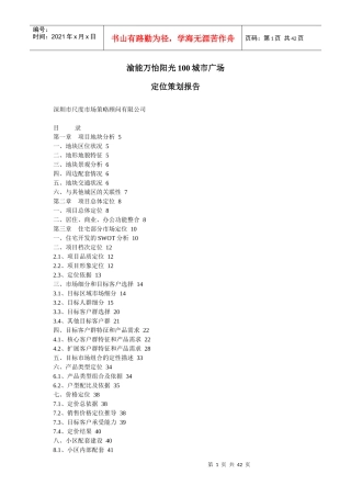 重庆渝能万怡阳光100城市广场定位策划报告-41DOC