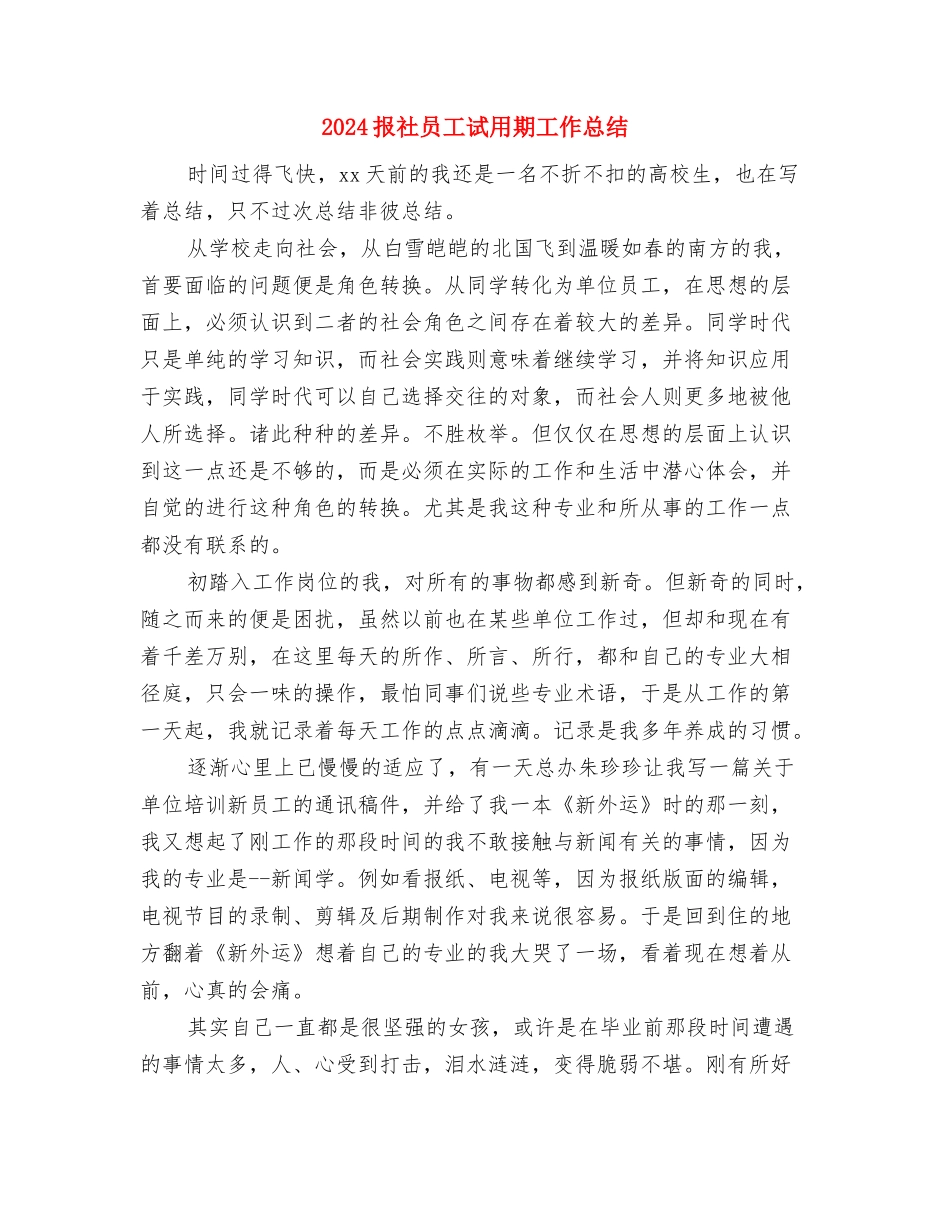 2024报关员年终工作总结与2024报社员工试用期工作总结汇编_第3页