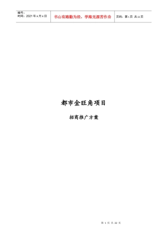 都市金旺角项目招商推广方案