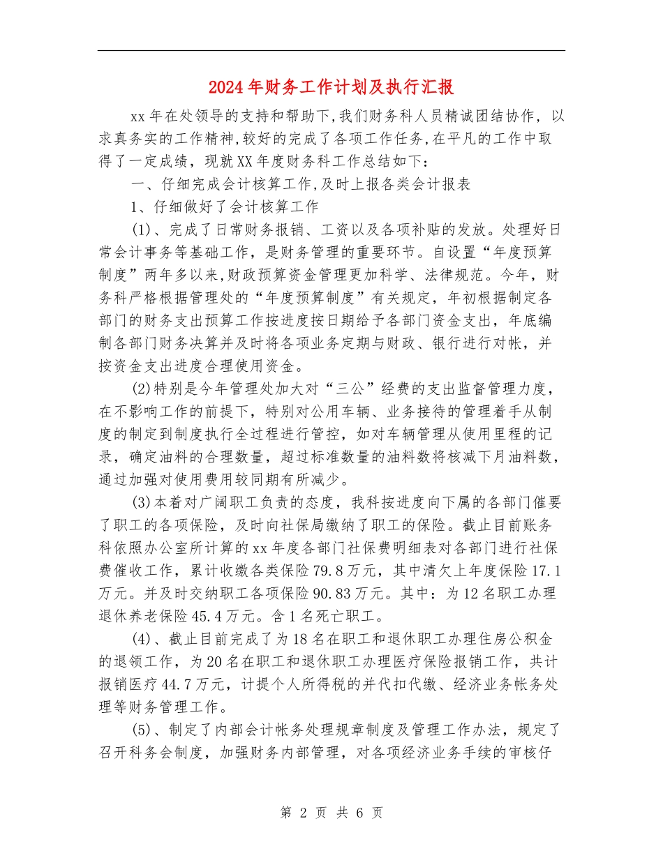 2024年财务工作计划及执行汇报_第2页