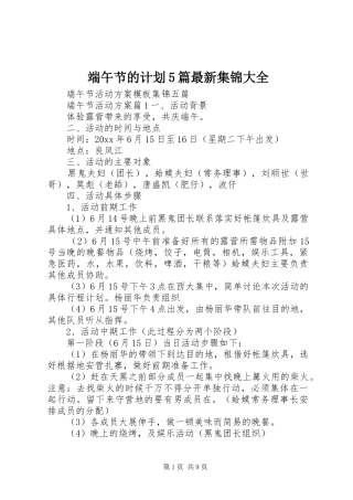 端午节的计划5篇最新集锦大全