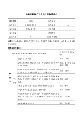 职务说明书-电焊工