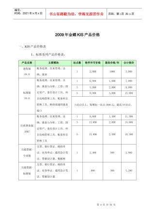金蝶全部产品报价