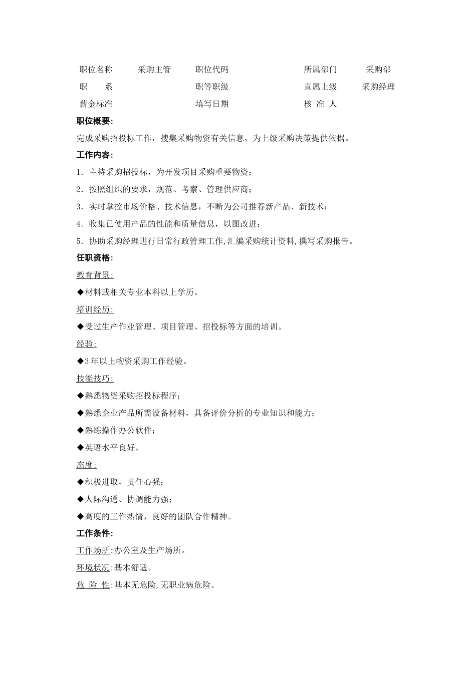 采购部各职务说明书_第3页