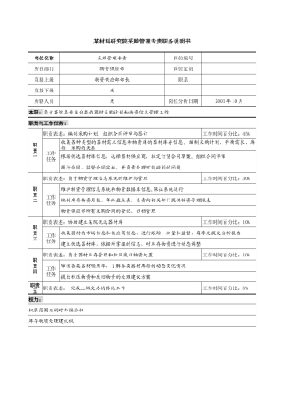 采购管理专责职务说明