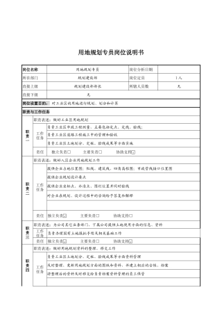 用地规划专员岗位说明书