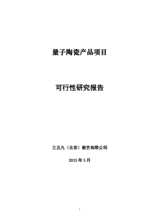 量子陶瓷产品项目可行性研究报告