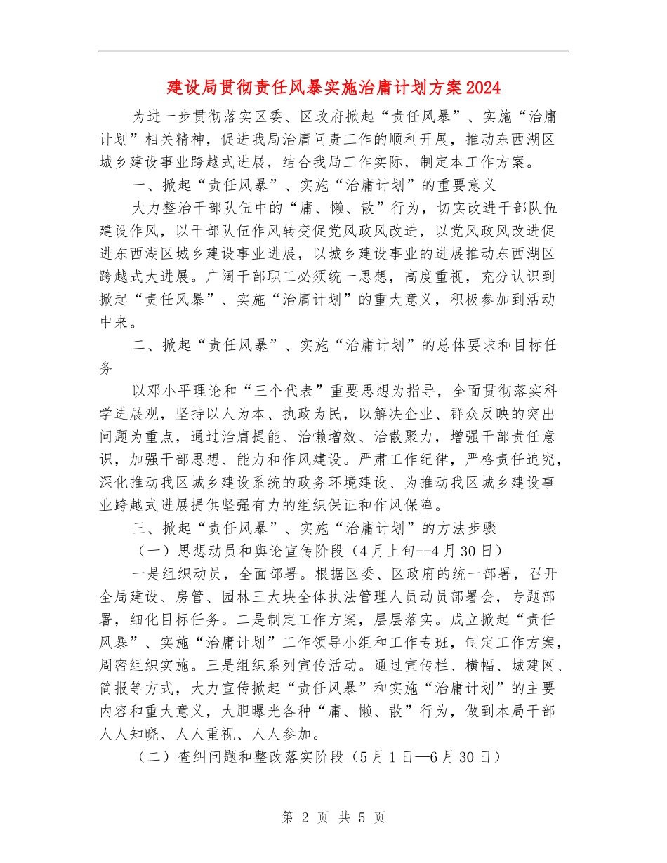建设局贯彻责任风暴实施治庸计划方案2024_第2页