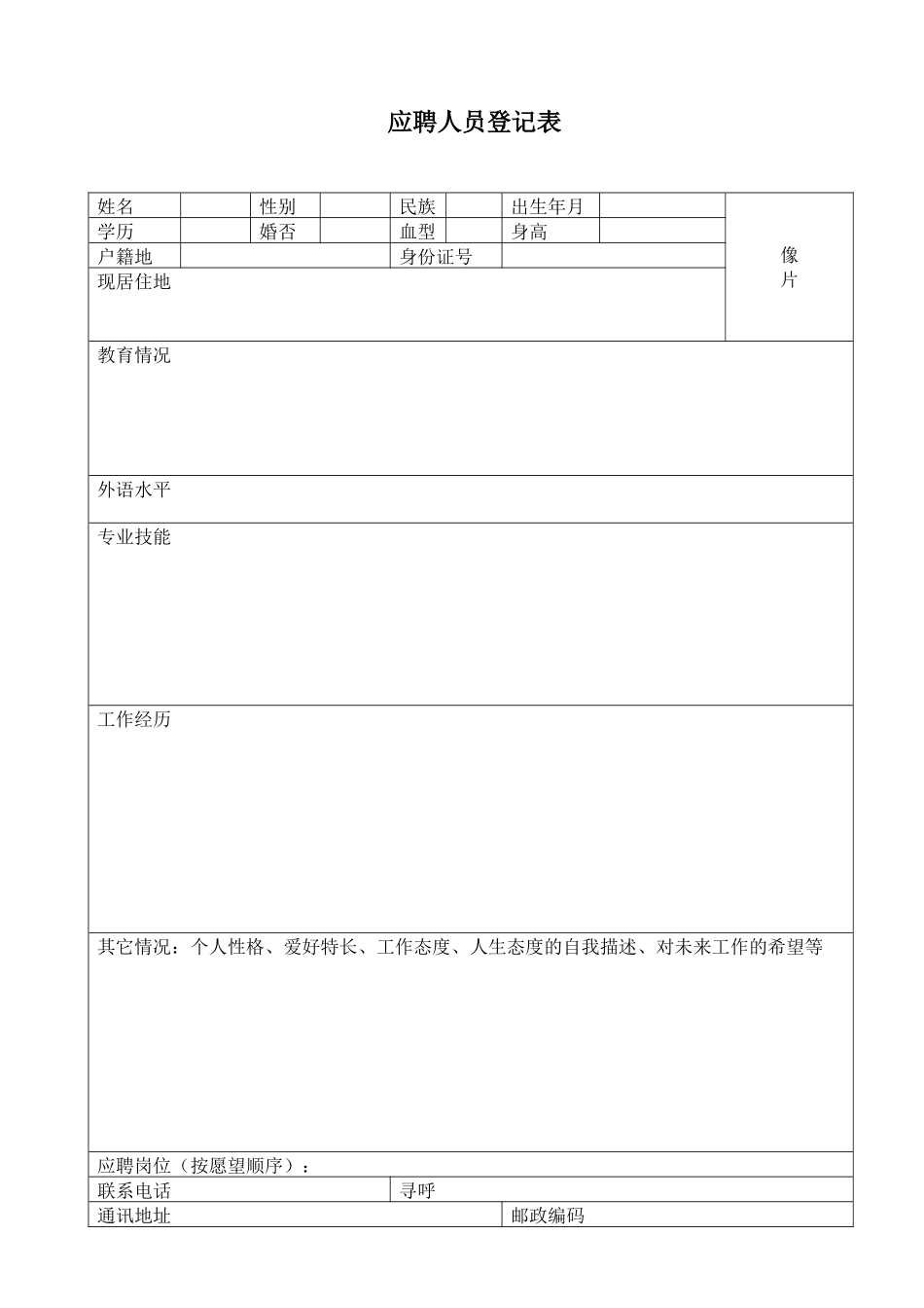 应聘人员登记表_第1页