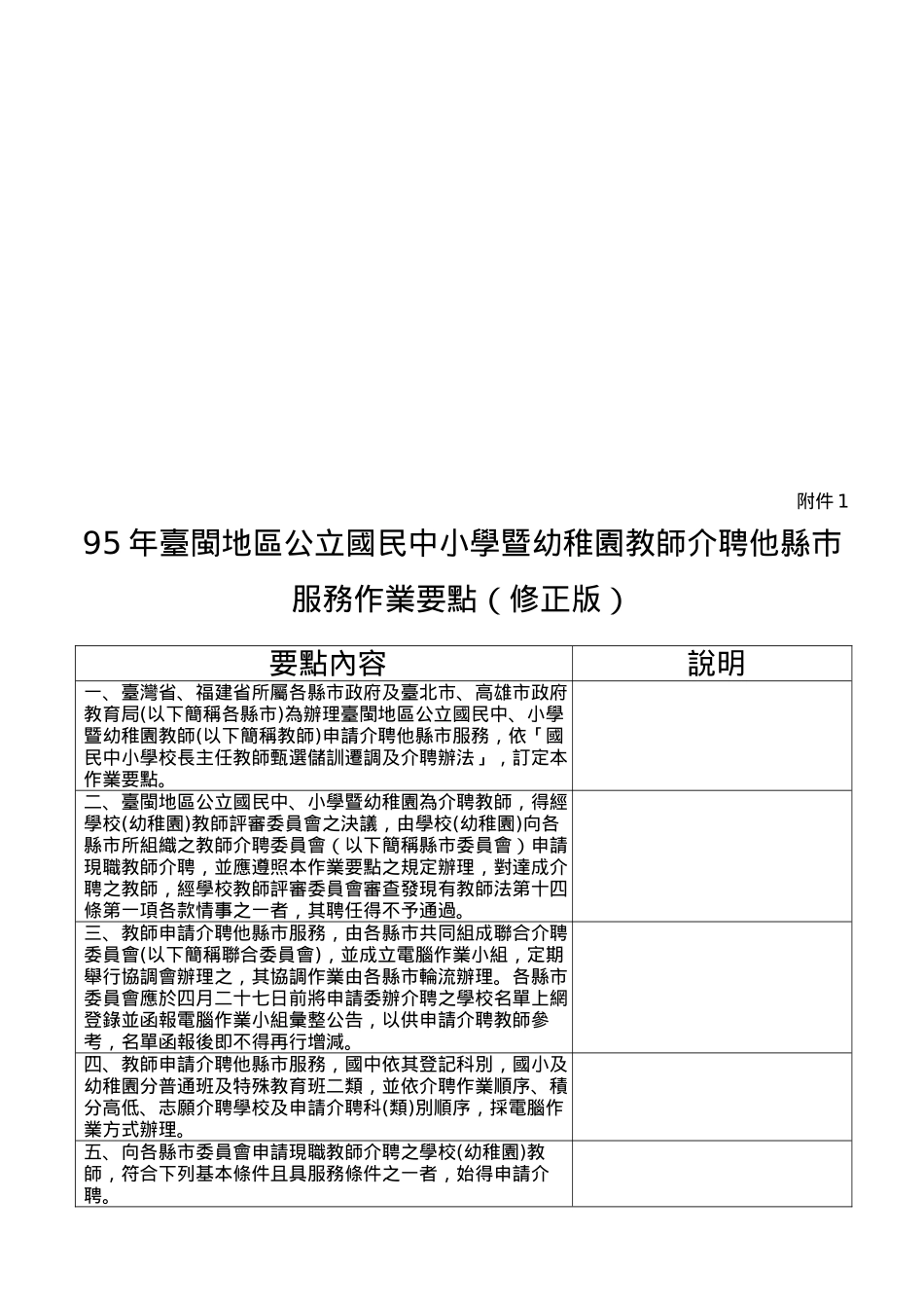 公立国民中小学暨幼稚园教师介聘他县巿服务作业要点_第1页