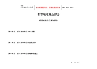 都市领地商业部分经营功能定位策划报告(doc33页)