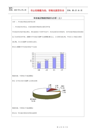 邬跃：华东地区物流的现状与分析（上）