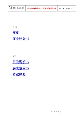 金融业某公司商业计划书