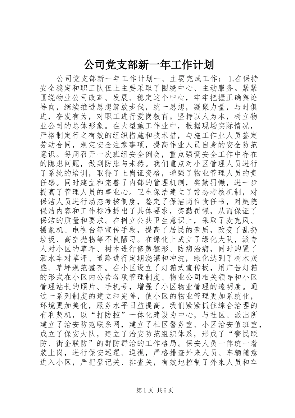 公司党支部新一年工作计划_第1页