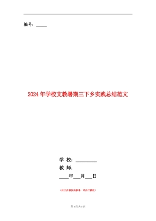 2024年小学支教暑期三下乡实践总结范文