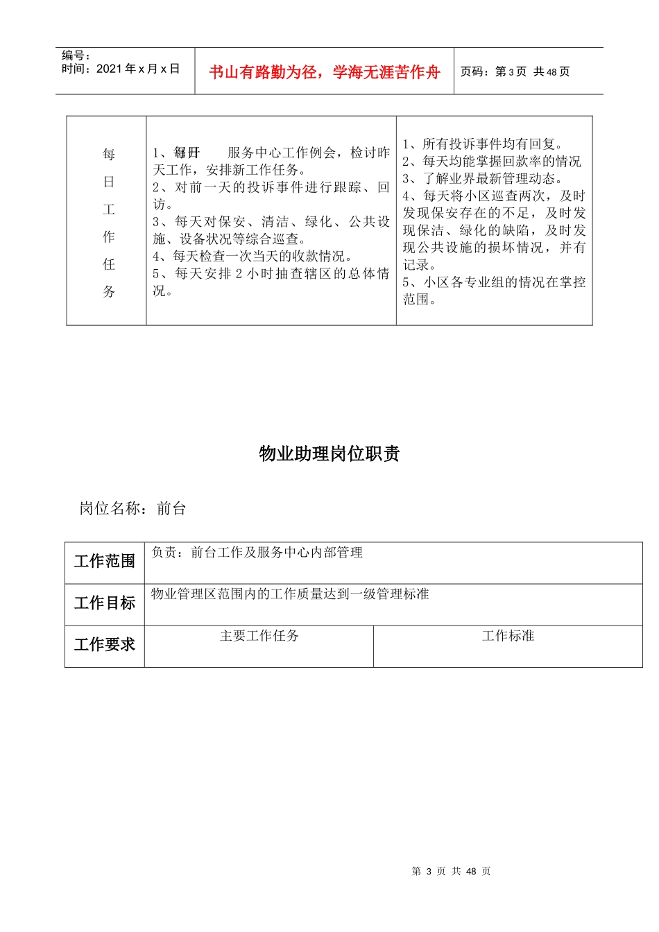 金管家物业大翼龙苑服务中心管理制度_第3页