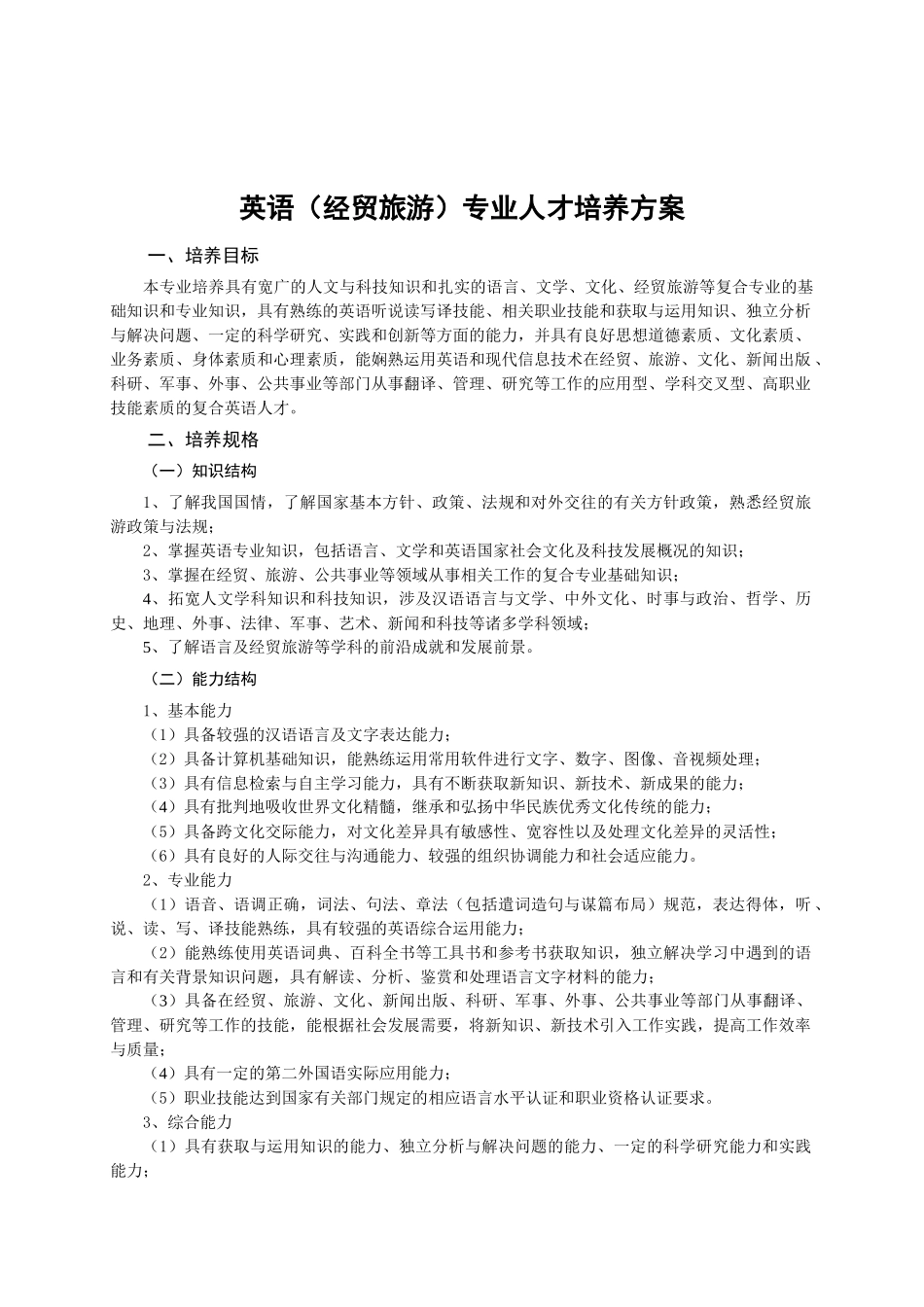 英语专业人才培养方案_第3页