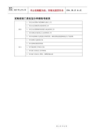 部门责权划分和绩效考核——采购部