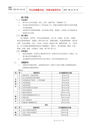 通风管道及部件制作工程