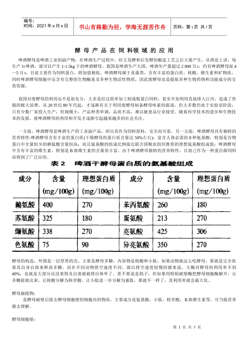 酵母产品在饲 料领 域的应用_第1页