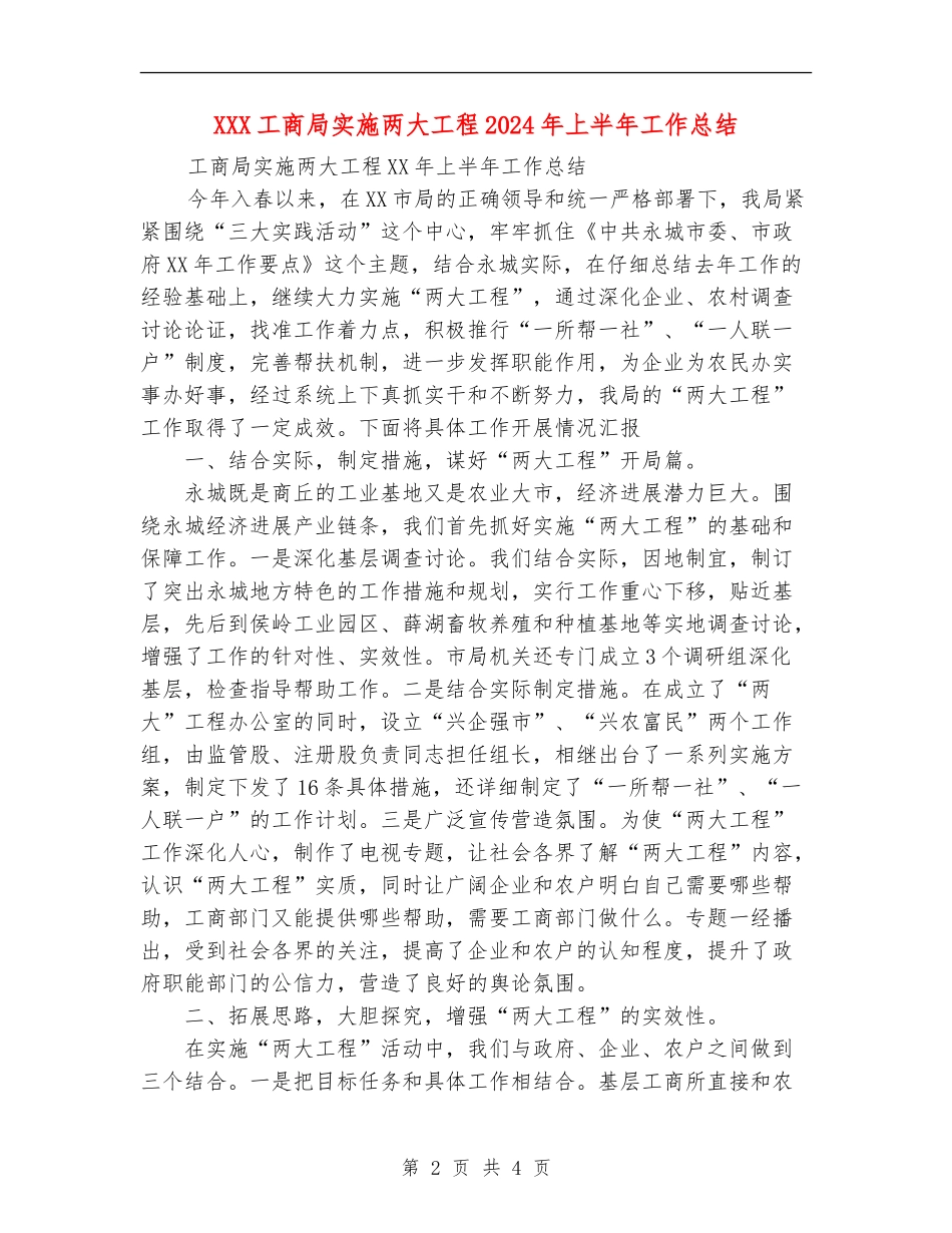 XXX工商局实施两大工程2024年上半年工作总结_第2页